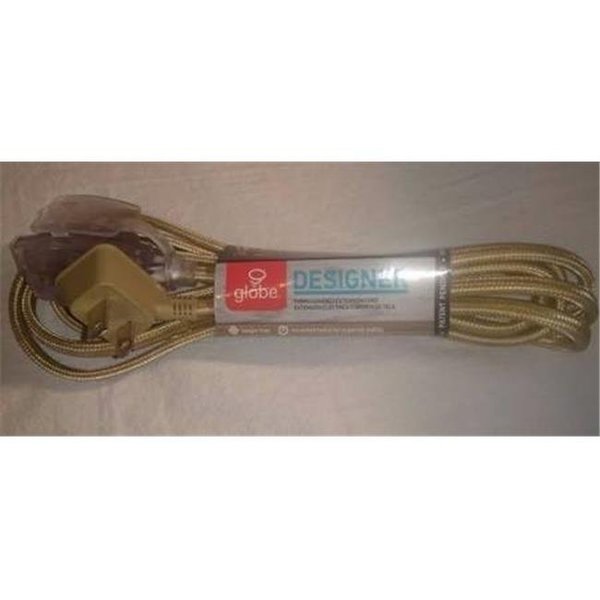 Globe Globe 234732 9 ft. 3-Outlet Fabric Wrapped Extension 16 by 2 Cord; Gold 234732